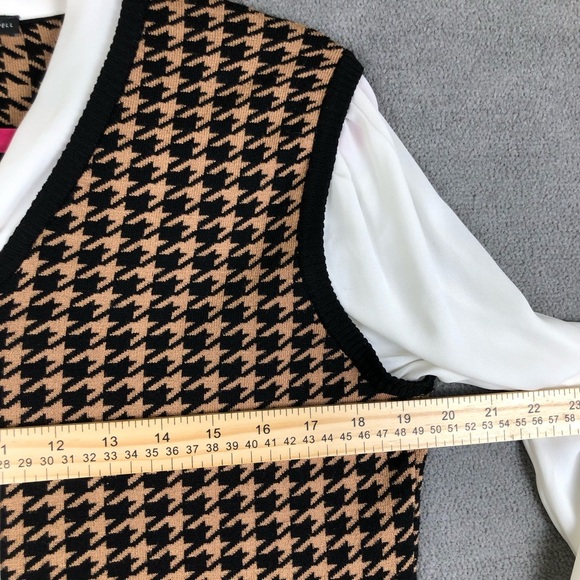 Adrianna Papell Twofer Houndstooth Trim Sweater size M - Picture 7 of 8